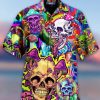 Skull Colorfull Printed Casual Abstract Style Hippie Hawaiian Shirt Beachwear For Men Gifts For Young Adults