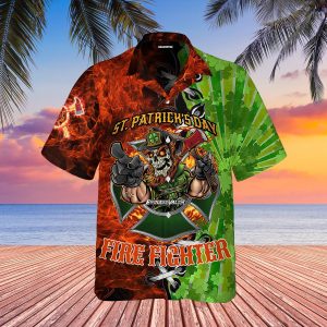 Skull Firefighter St Patricks Day Hawaiian Shirt