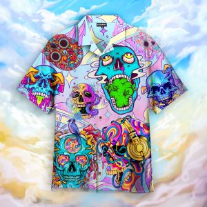 Skull Peace Life Color Limited Hippie Hawaiian Shirt Beachwear For Men Gifts For Young Adults