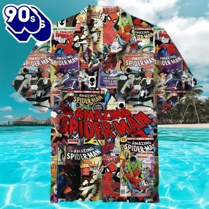 Spiderman Hawaiian Shirt Men Superhero Short Sleeve Hawaiian Aloha Shirt