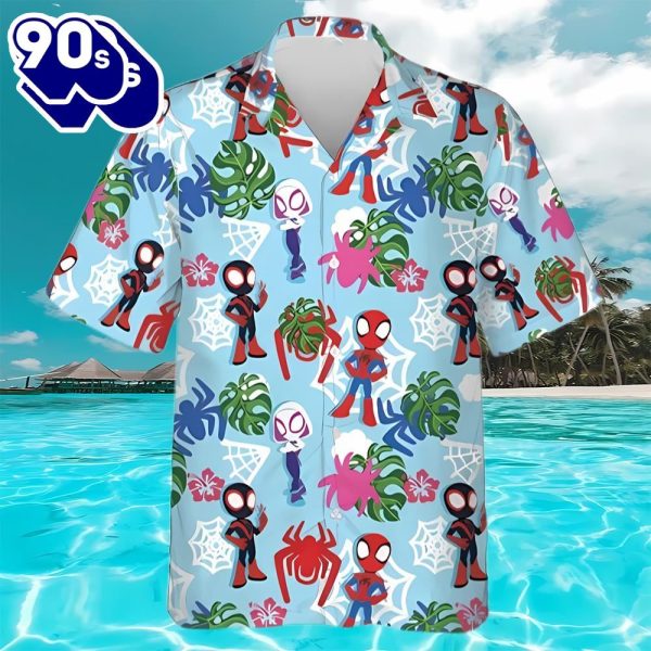 Spiderman Into The Spider Verse Chibi Beach Lover Short Sleeve Hawaiian Shirt