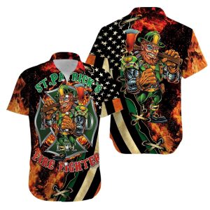 St PatrickS Day Firefighter Hawaiian Shirt