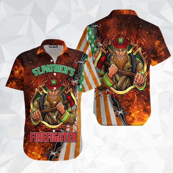 St Patrick's Day Firefighter Hawaiian Shirt