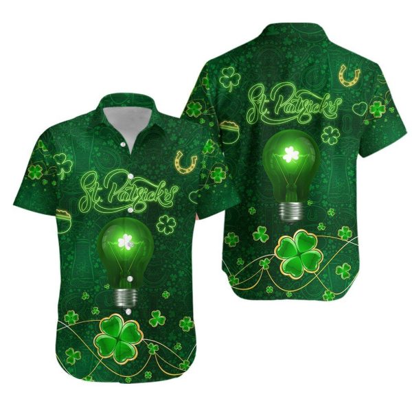 St Patricks Day Shamrock Clover And Light Hawaiian Shirt