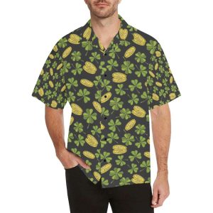 St Patricks Day With Shamrock Coin Pattern Hawaiian Shirt