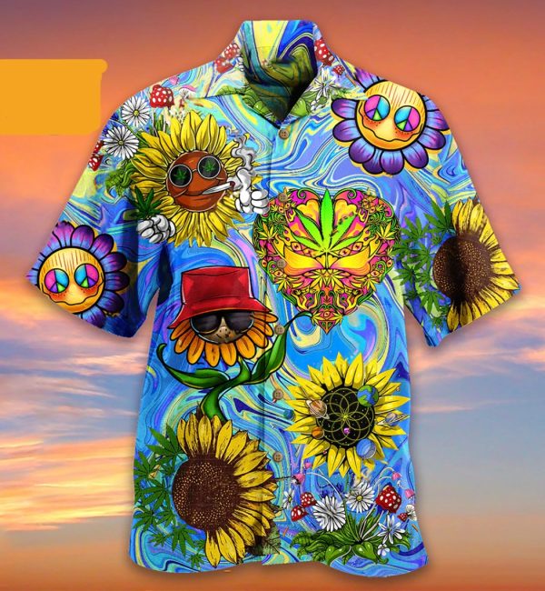 Sunflowers Peace Life 3d Hippie Hawaiian Shirt Beachwear For Men Gifts For Young Adults