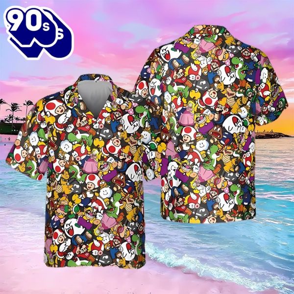 Super Mario Cartoon Characters Hawaiian T Shirt