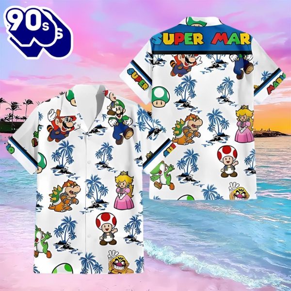 Super Mario Palm Tree Vacation Hawaiian Shirt