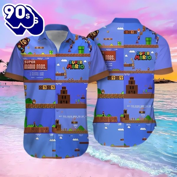 Super Mario Print Hawaiian Shirt