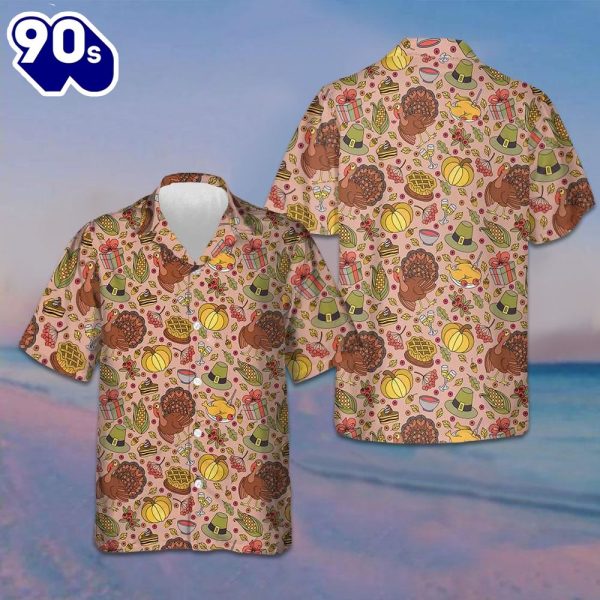 Thanksgiving Food And Drinks Hawaiian Shirt Cool Button Up Shirt Thanksgiving Gift Ideas