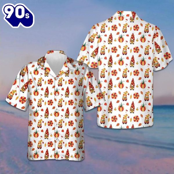 Thanksgiving Gnomes Hawaiian Shirt Mens Short Sleeve Button Up Thanksgiving Gift Ideas