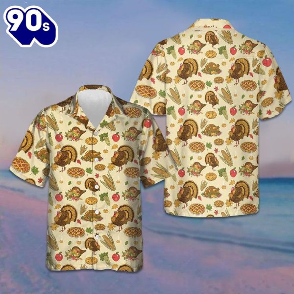 Thanksgiving Pattern Hawaiian Shirt Mens Button Down Shirts Gifts For Thanksgiving