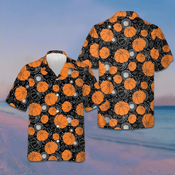 Thanksgiving Pumpkins And Sunflowers Seamless Pattern Hawaiian Shirt Gifts For Thanksgiving