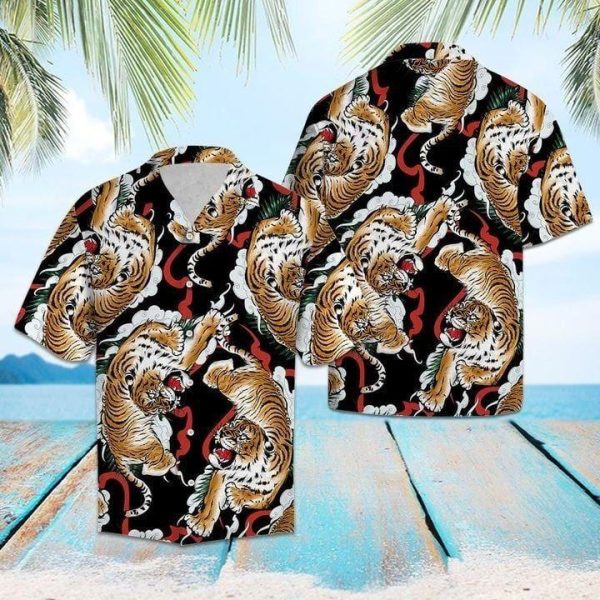 Tiger Beauty Hippie Hawaiian Shirt Beachwear For Men Gifts For Young Adults