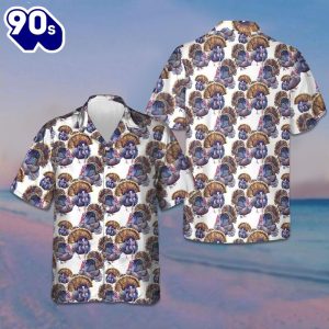 Turkey Chicken Pattern Hawaiian Shirt Short Sleeve Button Up Beach Shirts Thanksgiving Ideas