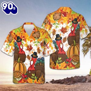 Turkey Thanksgiving Hawaiian Shirt Pumpkin Turkey Day Thanksgiving Button Up Shirt