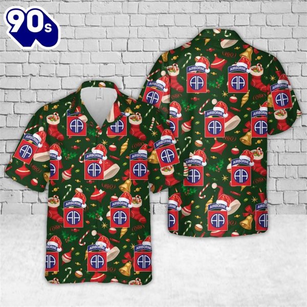 US Army 82nd Airborne Division Christmas Hawaiian Shirt