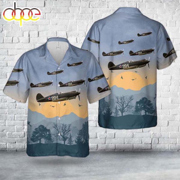 US Army Air Corps Curtiss P 40B Hawaiian Shirt