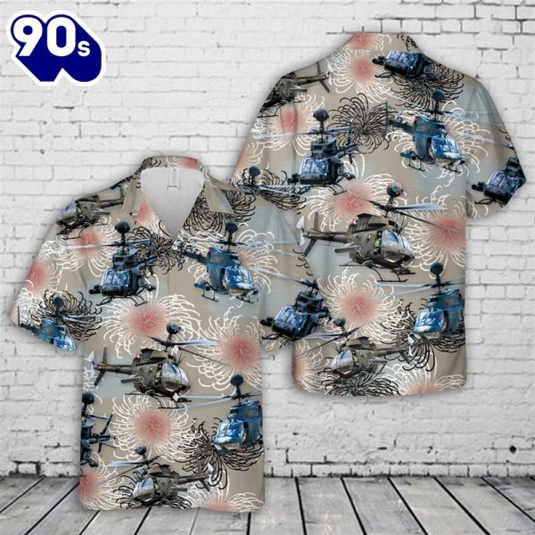 US Army Bell OH 58 Kiowa Hawaiian Firework Aloha Hawaiian Shirt