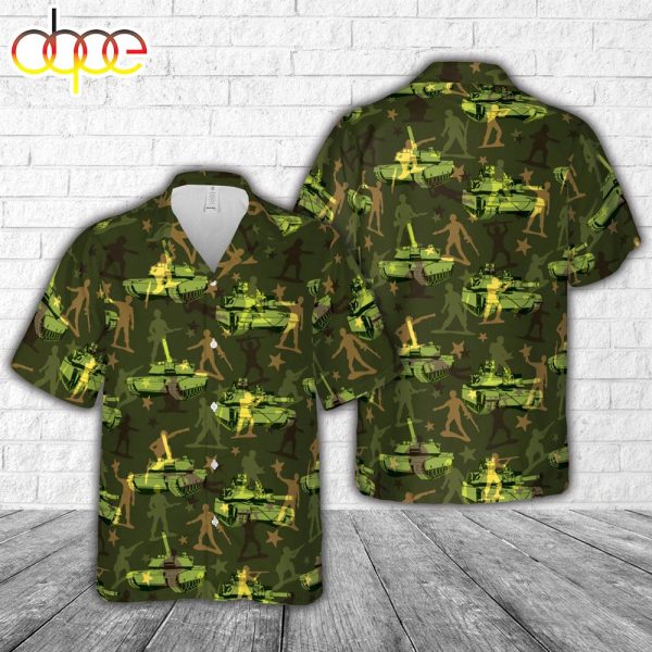 US Army M1 Abrams Tank Seamless Hawaiian Shirt