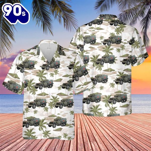 US Army M3A1 Halftrack Ambulance Hawaiian Shirt