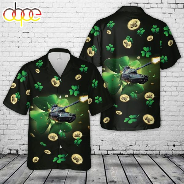 US Army M60 Main Battle Tank Patricks Day Hawaiian Shirt