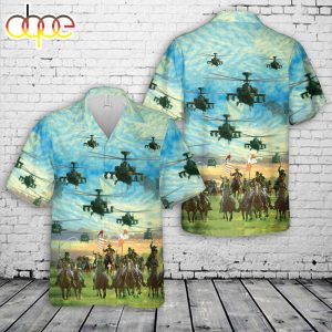 US Armyt Cavalry Divisions Combat Aviation Brigade With The Horse Detachment Hawaiian Shirt