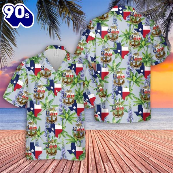 US NAVY Senior Chief Texas style anchor Hawaiian Shirt