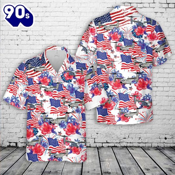 US Navy CMV 22B logistics aircraft 4th Of July Hawaiian Shirt