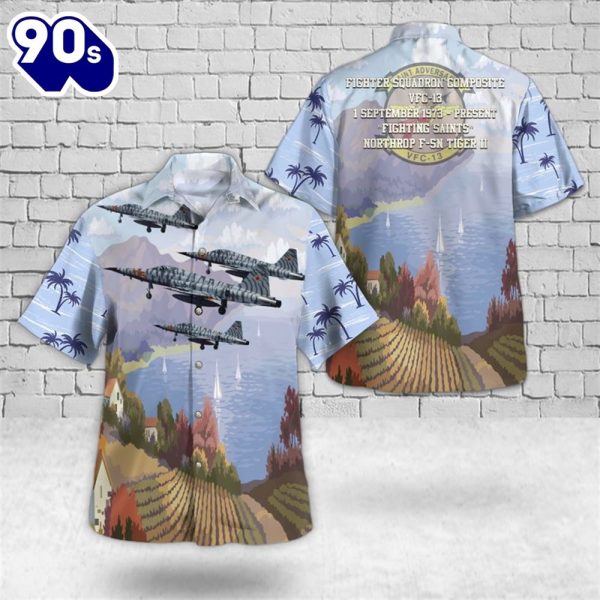 US Navy F 5N Tiger II Of VFC Fighting Saints Hawaiian Shirt