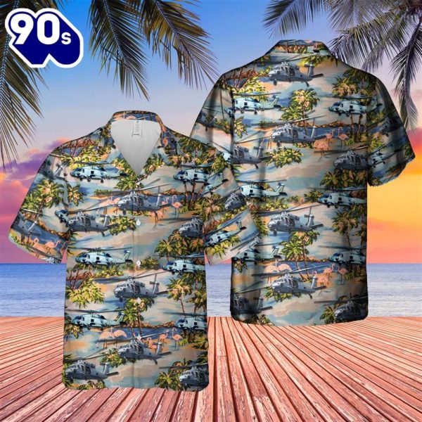 US Navy MH 60 Seahawk Helicopter Hawaiian Shirt