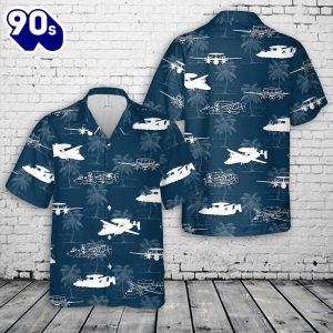 US Navy Northrop Grumman E 2 Hawkeye Silhouette Hawaiian Shirt