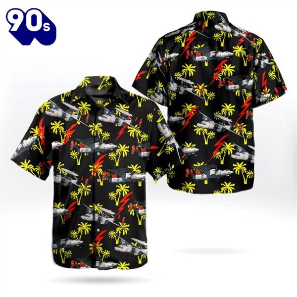 US Navy Northrop Grumman E 2D Advanced Hawkeye of VAW5 Tigertails Hawaiian Shirt