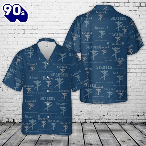 US Navy Seabee CE Constructon Electrician Silhouette Hawaiian Shirt