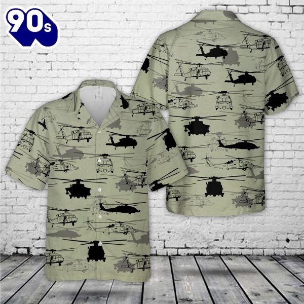 US Navy Sikorsky SH 60 Seahawk Silhouette Hawaiian Shirt