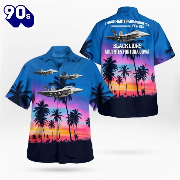 US Navy Strike Fighter Squadron 213 VFA 213 Blacklions FAF Super Hornet Hawaiian Shirt