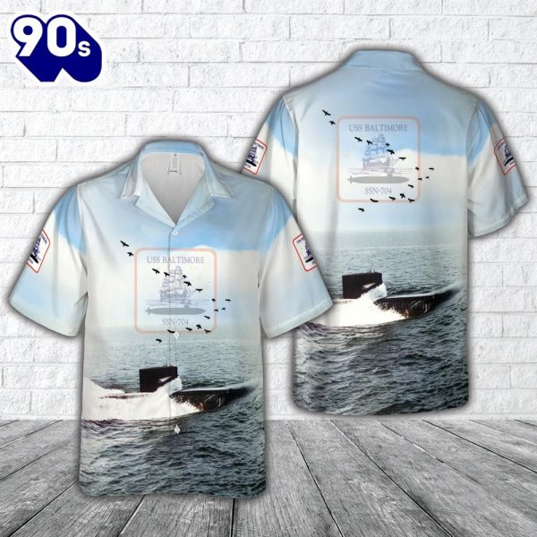 US Navy USS Baltimore SSN 704 Hawaiian Shirt