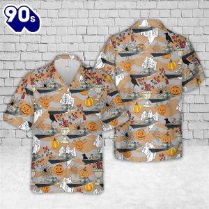 US Navy USS Cole DDG 67 Arleigh Burke class Destroyer Halloween Hawaiian Shirt