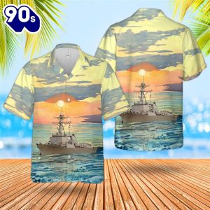 US Navy USS Forrest Sherman DDG 98 Arleigh Burke class Destroyer Hawaiian Shirt