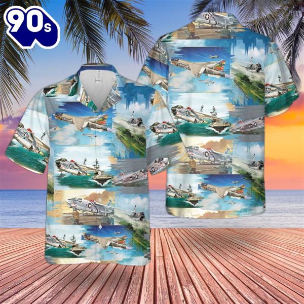 US Navy Vought F 8 Crusader Hawaiian Shirt