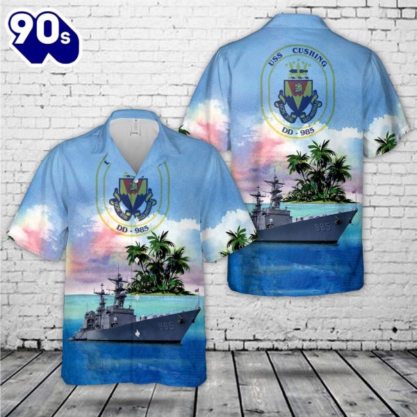 USS Cushing DD 985 US Navy Destroyer Hawaiian Shirt