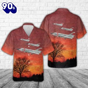 Us Air Force 87Th Fis Red Bulls Convair F6A Delta Dart Trendy Hawaiian Shirt For Men