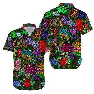 Vintage Trippy Mushroom Hippie Hawaiian Shirt Beachwear For Men Gifts For Young Adults