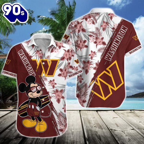 Washington Commanders Team NFL Mickey Hawaiian Beach Shirt